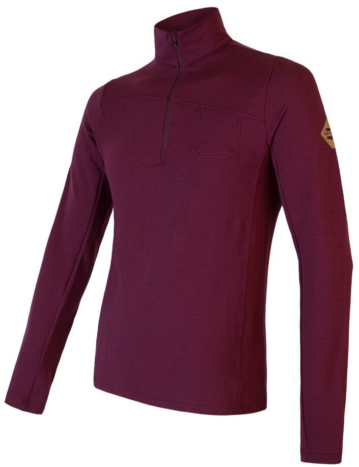 SENSOR MERINO EXTREME pánské triko dl.rukáv zip port red Velikost: XXL