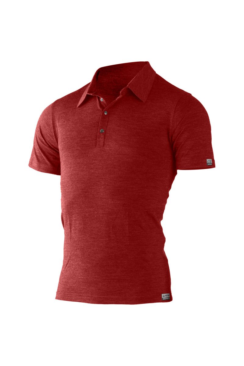 E-shop Lasting pánská merino polo košile ELIOT 3160 červená