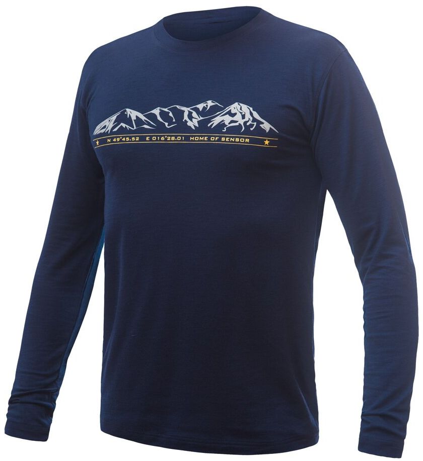 SENSOR MERINO ACTIVE PT MOUNTAINS pánské triko dl.rukáv deep blue Velikost: XL