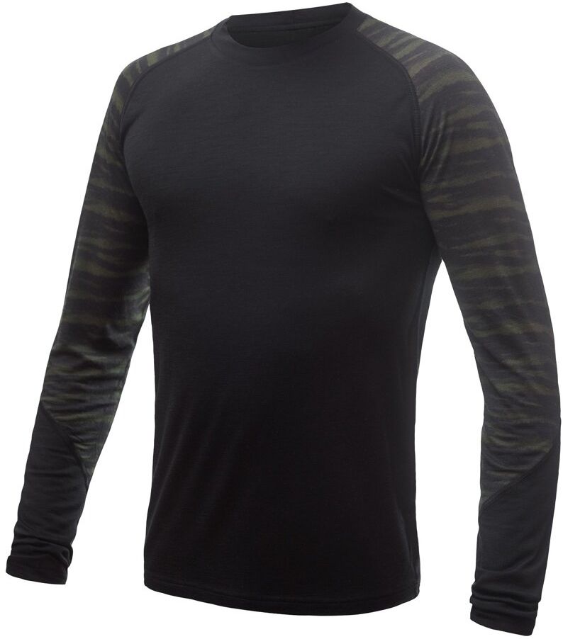SENSOR MERINO IMPRESS pánské triko dl.rukáv černá/batik Velikost: XL