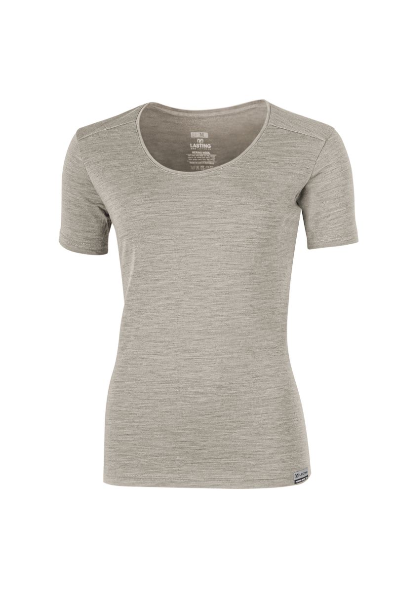 Lasting dámské merino triko IRENA béžová Velikost: L dámské tričko s krátkým rukávem