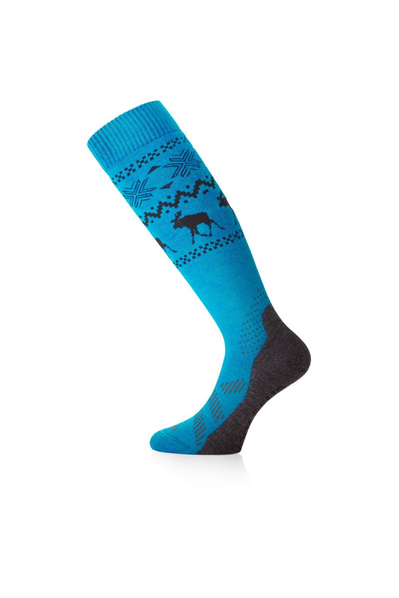 Lasting merino lyžařské podkolenky FWW modré Velikost: (46-49) XL