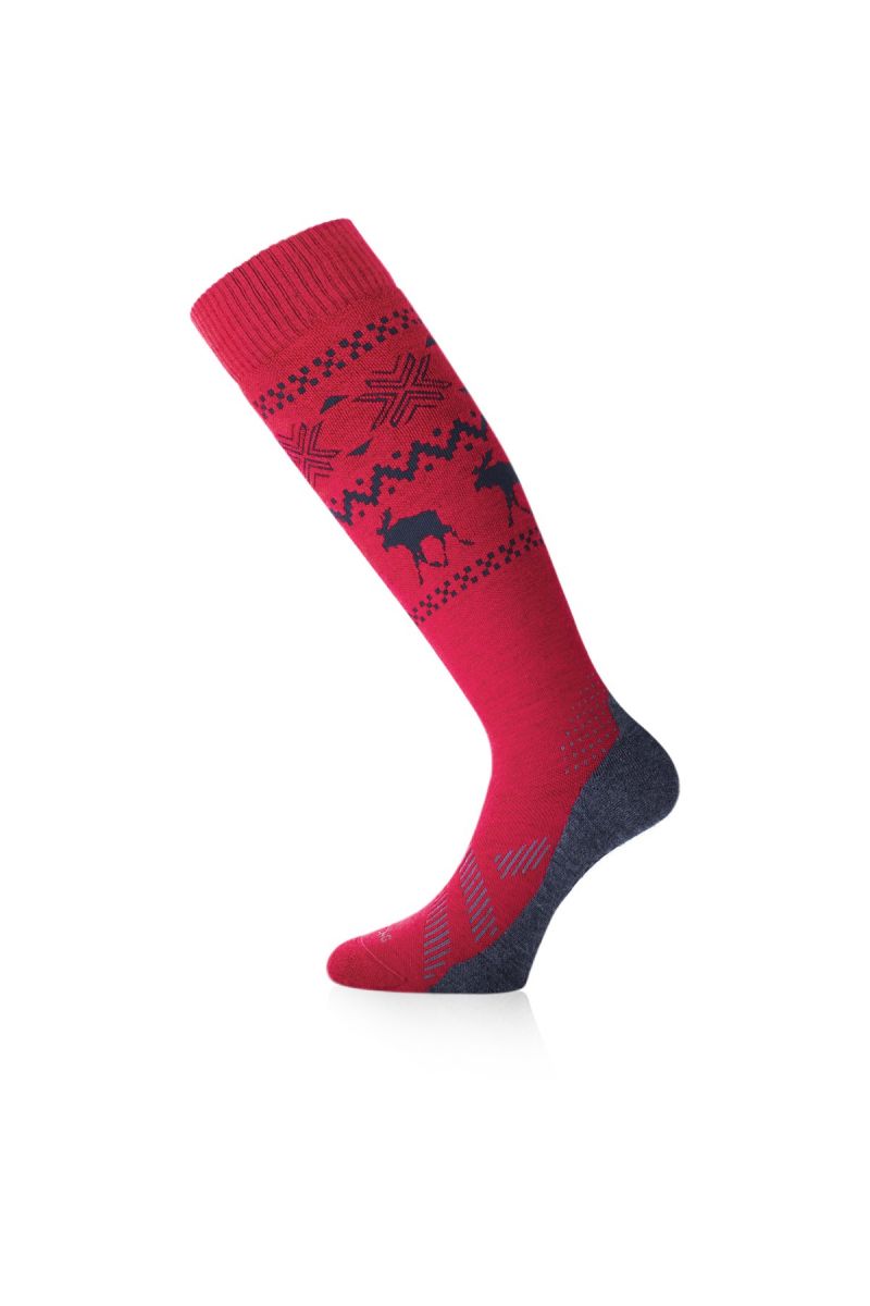 Lasting merino lyžařské podkolenky FWW 398 červené Velikost: (38-41) M