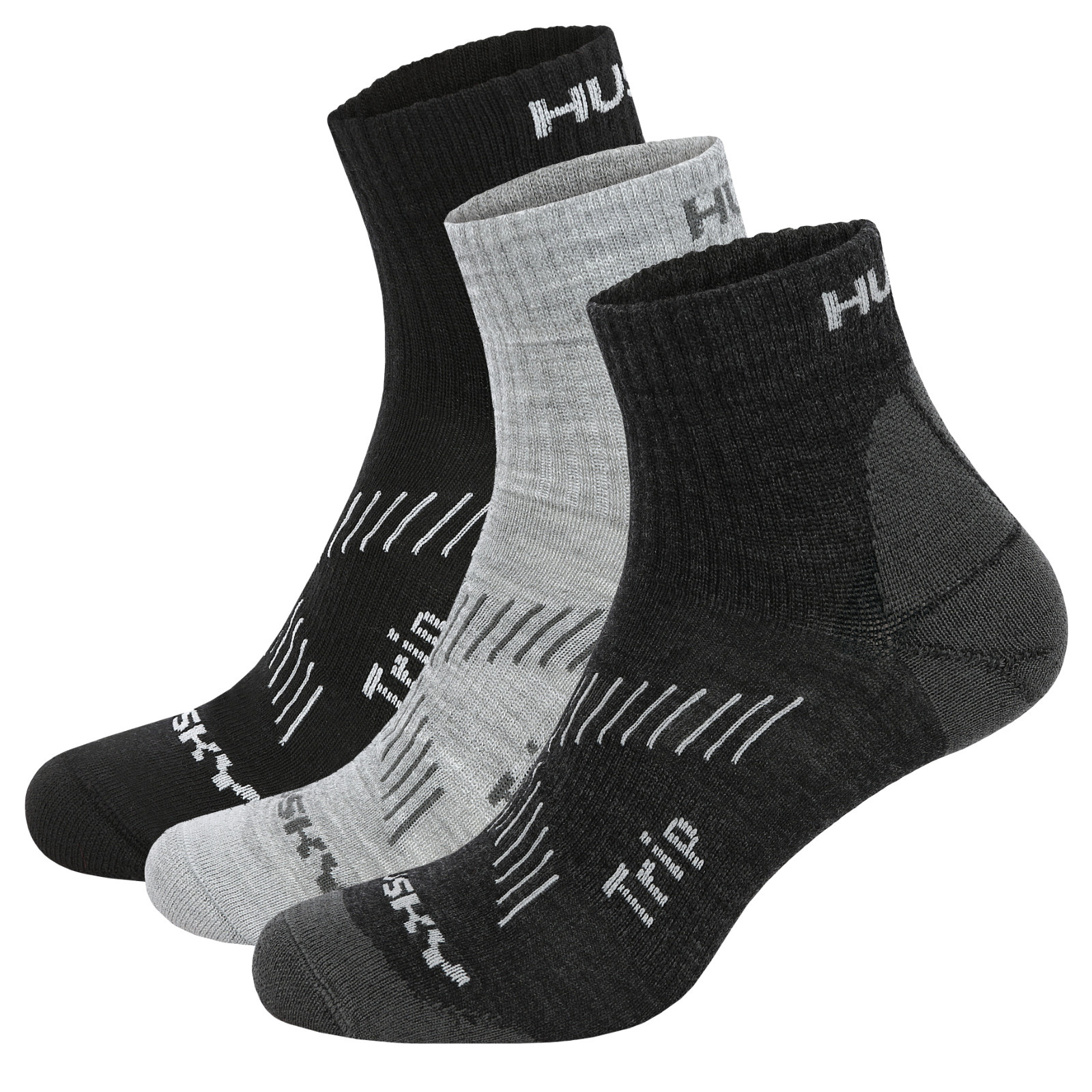 E-shop Husky Ponožky Trip 3pack černá/sv. šedá/tm. šedá