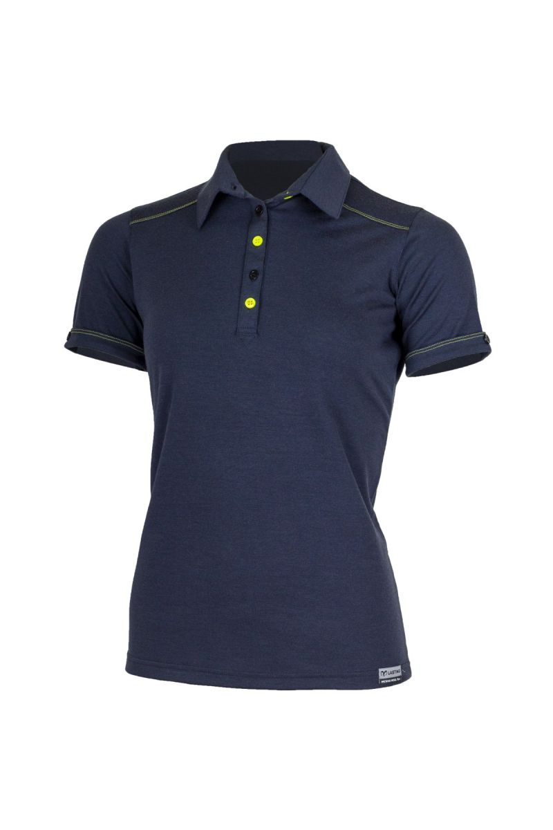 Lasting dámská merino polo košile ALICE modrá Velikost: XL dámská polo košile