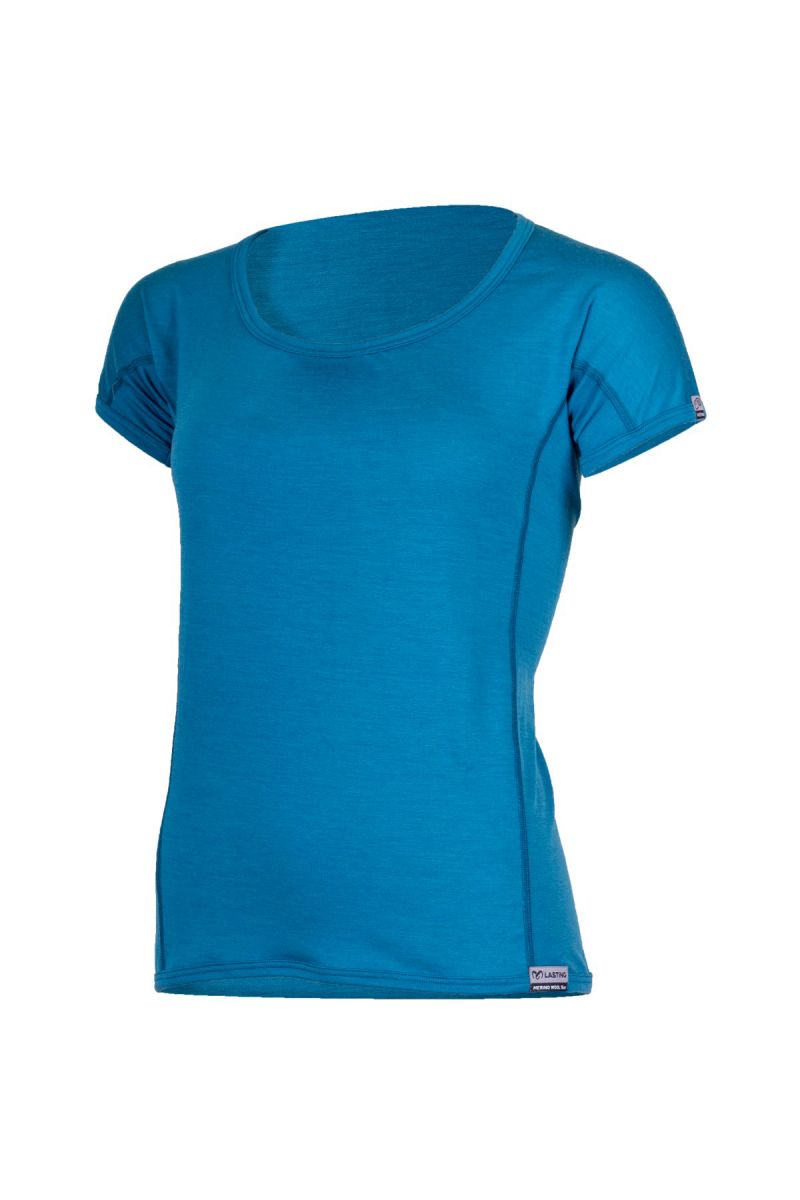 Lasting dámské merino triko MONA modré Velikost: XL dámské triko