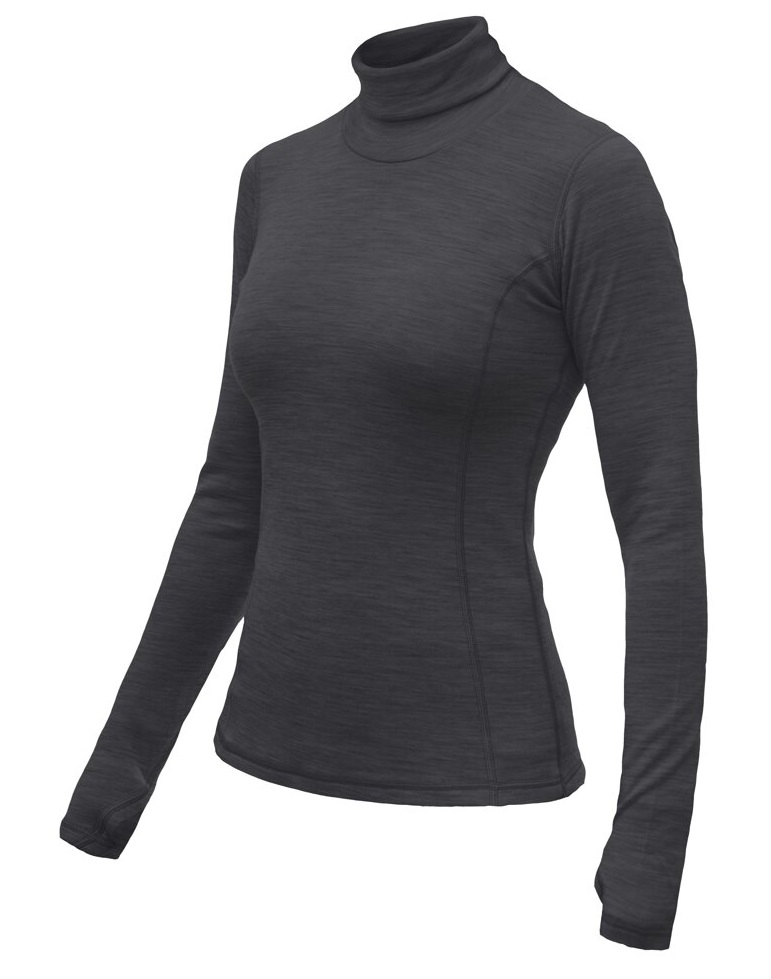 SENSOR MERINO BOLD dámské triko dl.rukáv roll neck anthracite gray Velikost: XL dámské triko