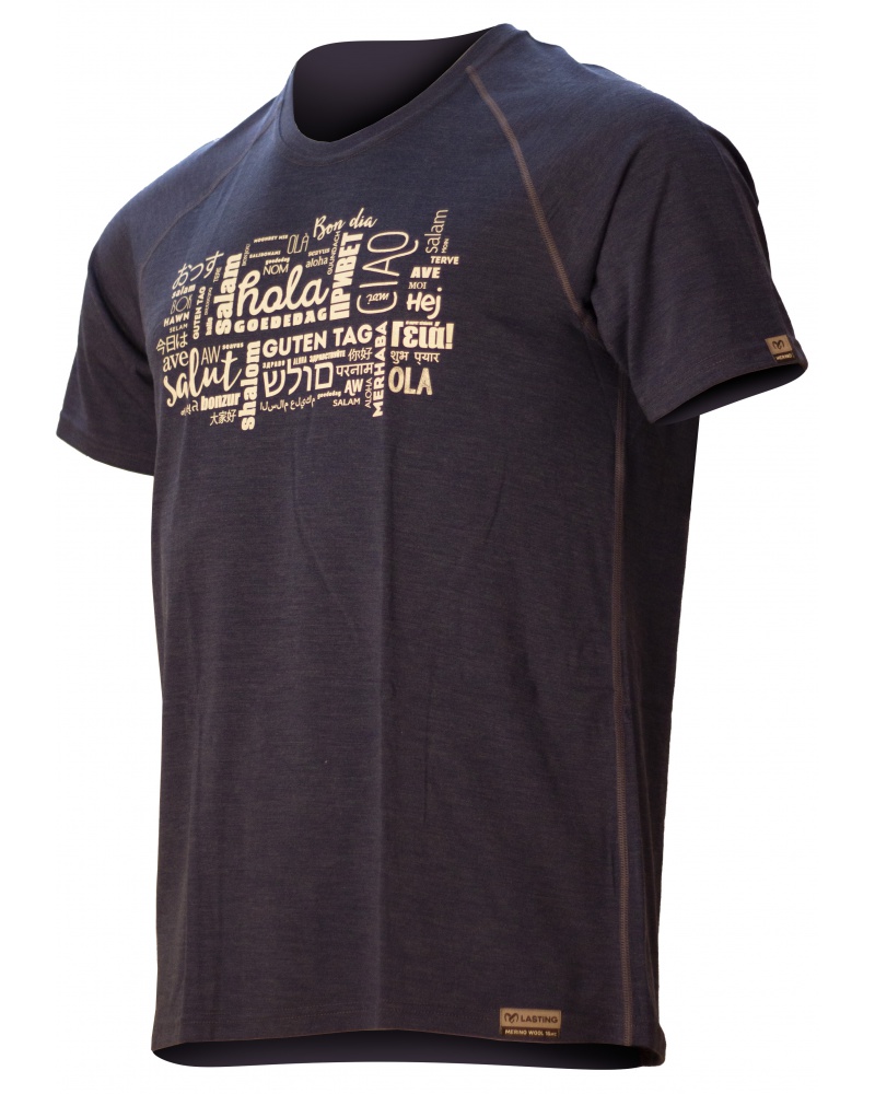 Lasting pánské merino triko s tiskem TOTO modré Velikost: L pánské tričko s krátkým rukávem
