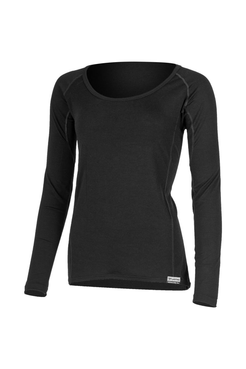 Lasting dámské merino triko DANIELA černé Velikost: XL