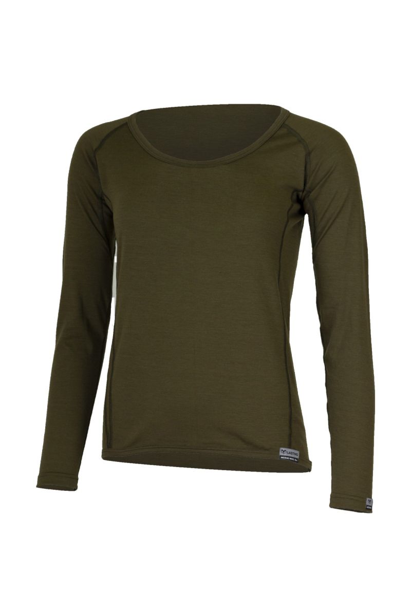 Lasting dámské merino triko DANIELA khaki Velikost: S