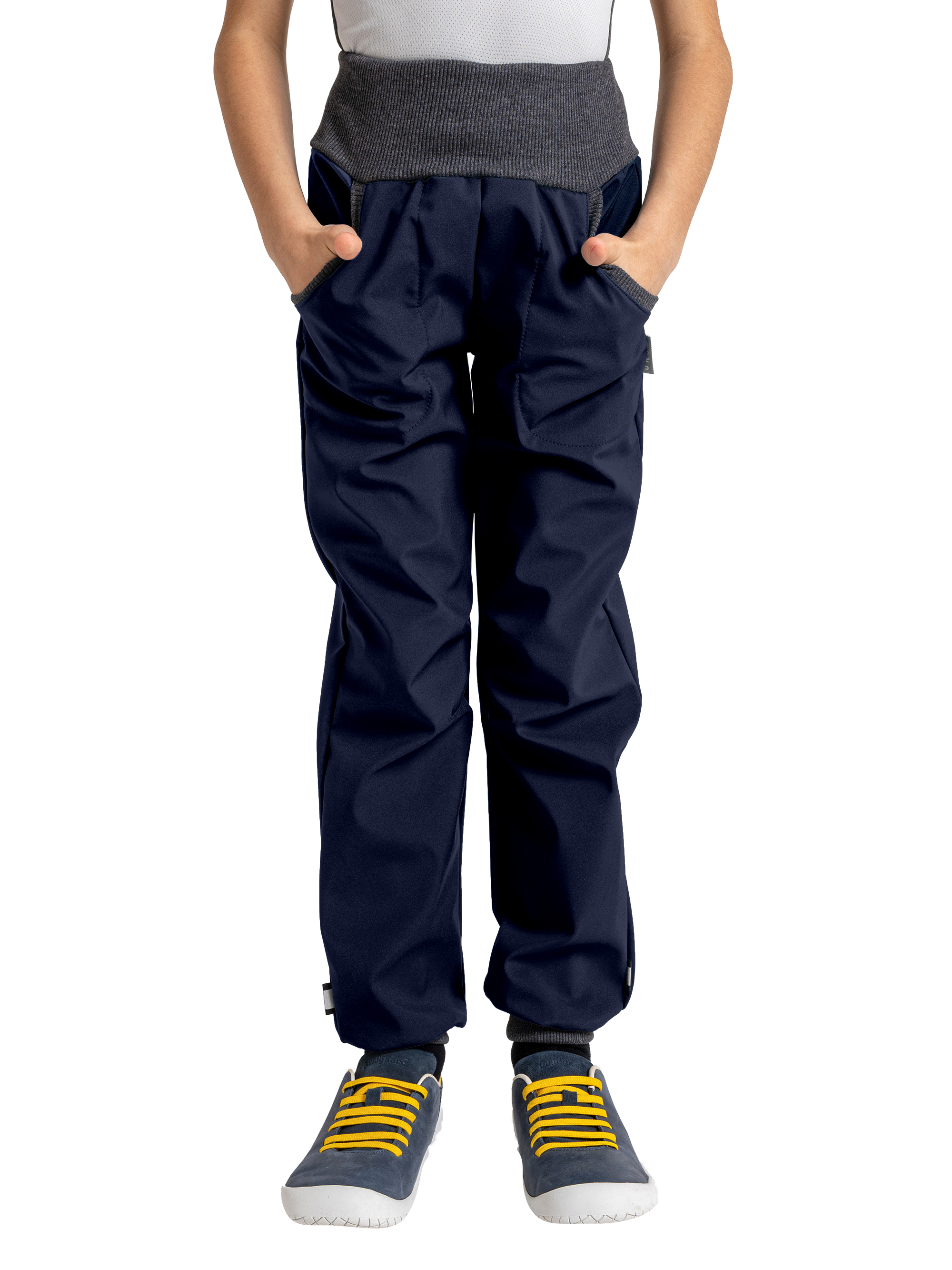 Unuo, Dětské softshellové kalhoty s fleecem Street, Tm. Modročerná Velikost: 116/122