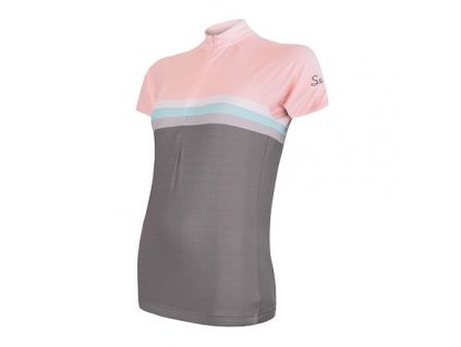 SENSOR CYKLO SUMMER STRIPE dámský dres kr.rukáv šedá/růžová