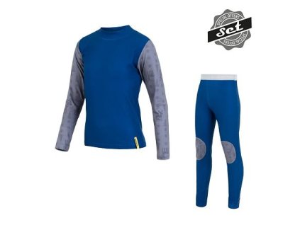 SENSOR FLOW SET dětské triko dl. rukáv+spodky modrá/sobi