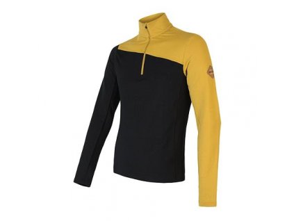 SENSOR MERINO EXTREME pánské triko dl.rukáv zip mustard/černá