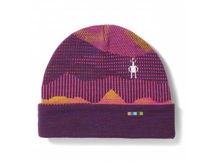 Smartwool K THERMAL MERINO REVERSIBLE CUFFED BEANIE purple iris mtn scape