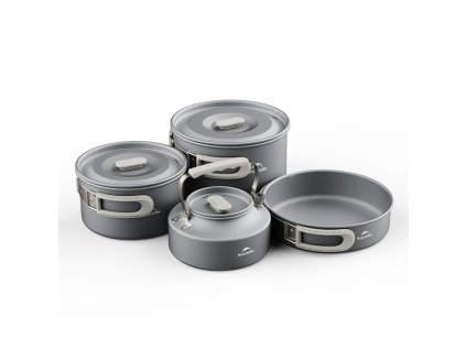 Naturehike nádobí Sada pro 4 7 osob (2x hrnec s madlem+konvice+pánev) var. 1. 1186g