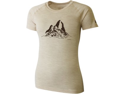 Lasting dámské merino tílko BRIA béžové s tiskem (Velikost L)