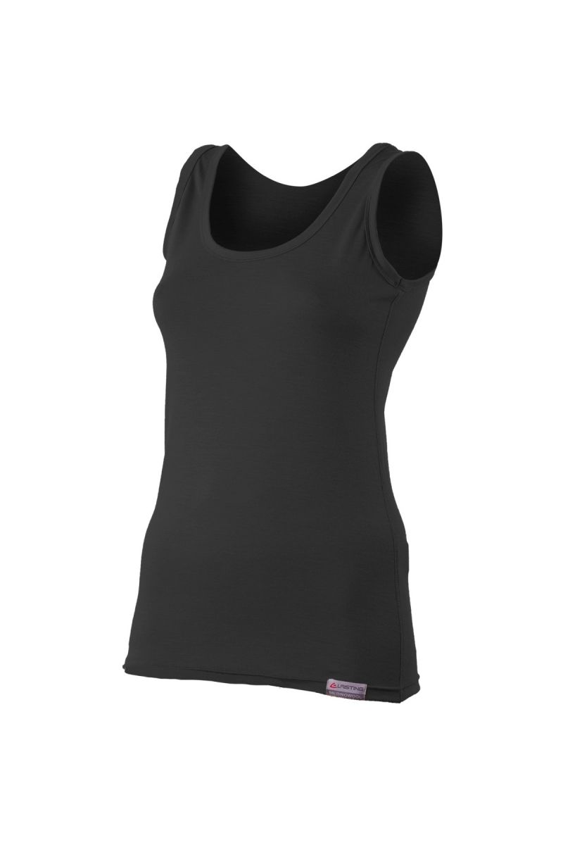 Lasting BARA 9090 čierne vlnené merino tielko Veľkosť: L