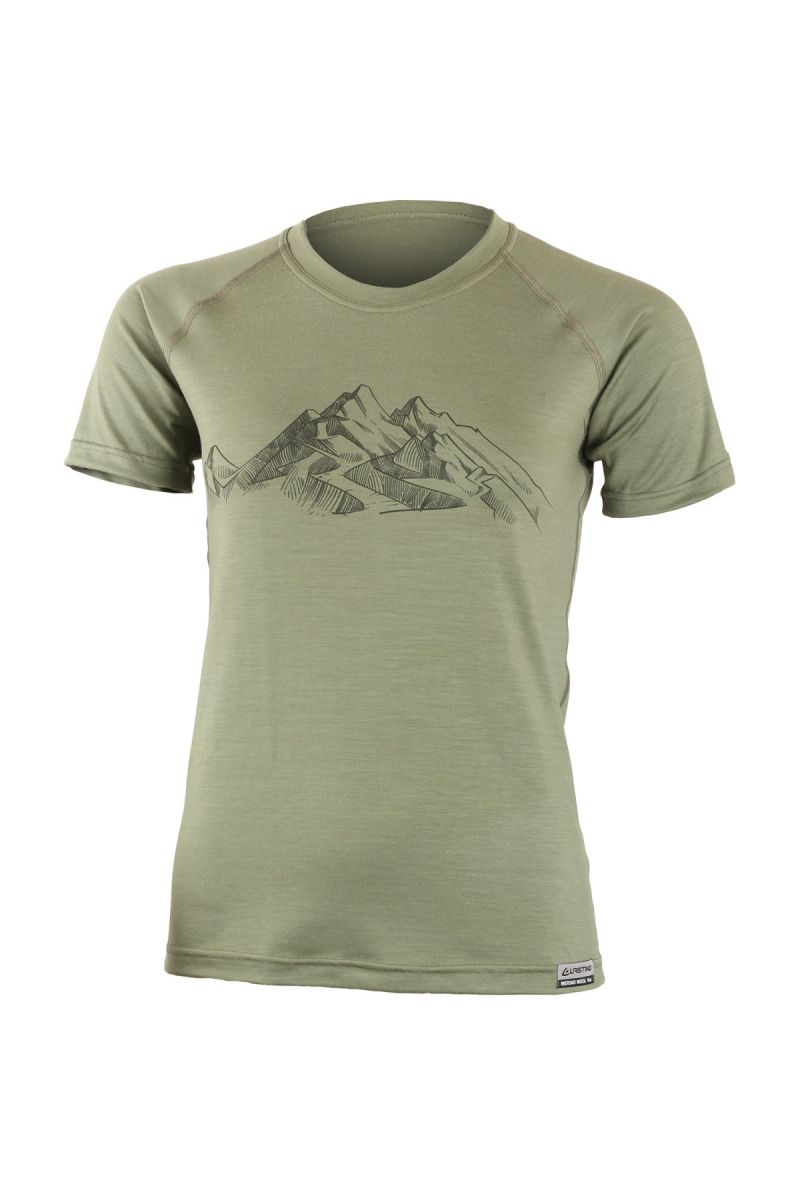 Lasting dámske merino tričko s tlačou HILA 6666 zelené Veľkosť: XL