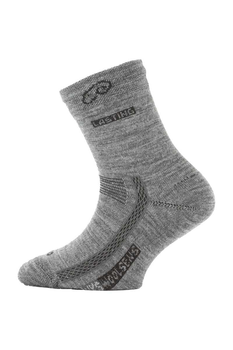 Lasting detské merino ponožky TJS šedej Veľkosť: (29-33) XS 8595067808895