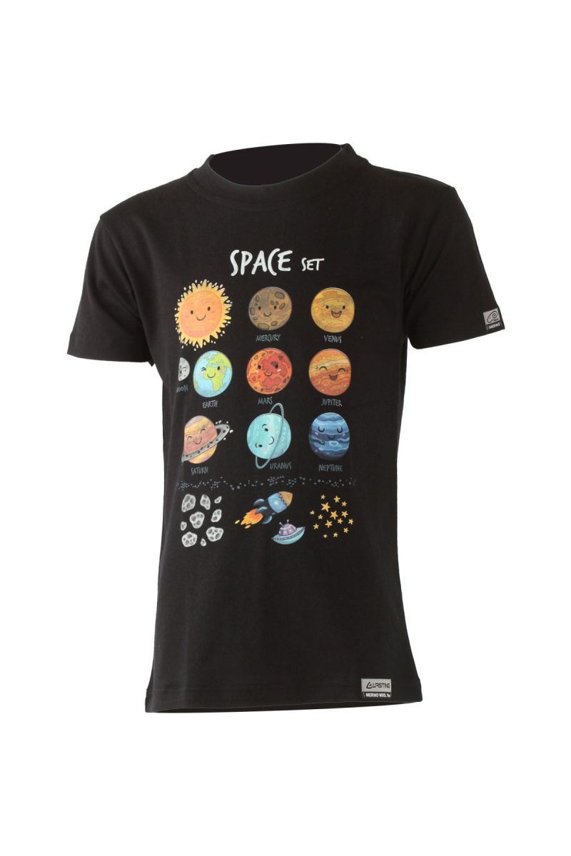 Lasting detské merino tričko LUNA 9090 čierna Veľkosť: 110