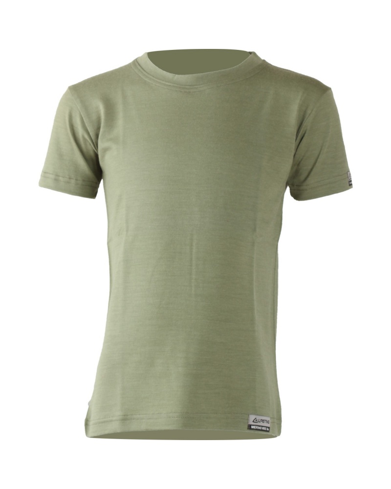 Lasting detské merino tričko TONY zelené Veľkosť: 120