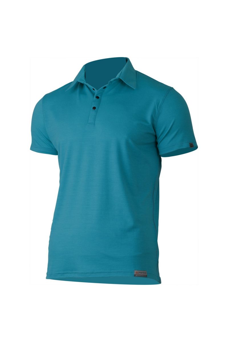 Lasting pánska merino polo košeľa ELIOT 5858 modrá Veľkosť: S 8595067895147