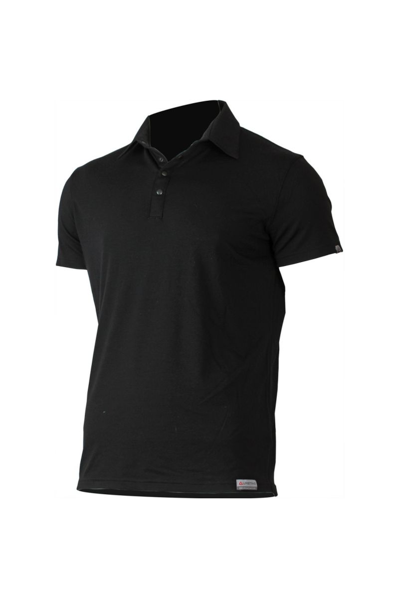 Lasting ELIOT 9090 čierna vlnené merino polo košele Veľkosť: L 8595067849584