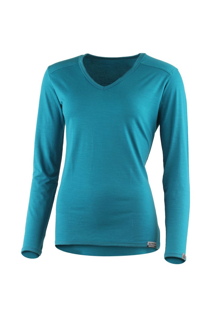 Lasting EVA 5858 modré merino tričko s výstrihom Veľkosť: M