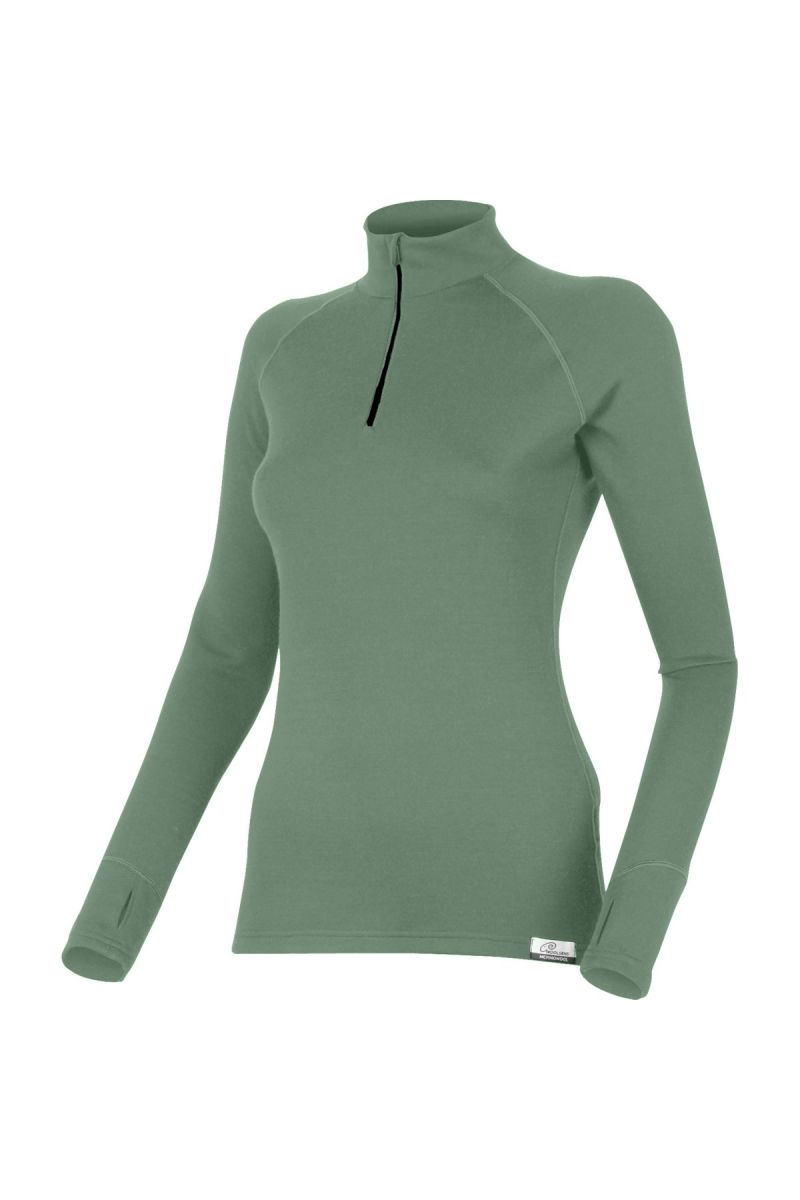 Lasting dámska merino mikina LAURA 6669 zelená Veľkosť: S