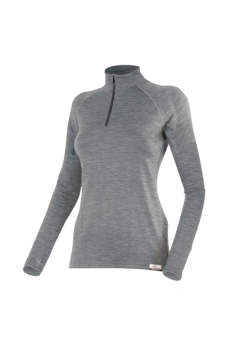 Lasting LAURA 8489 šedá vlnená merino mikina Veľkosť: M