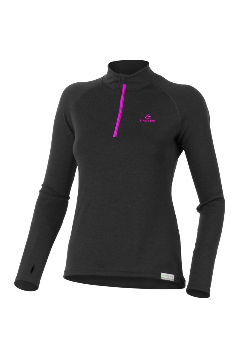 Lasting LAURA 9094 čierna vlnená merino mikina Veľkosť: XL