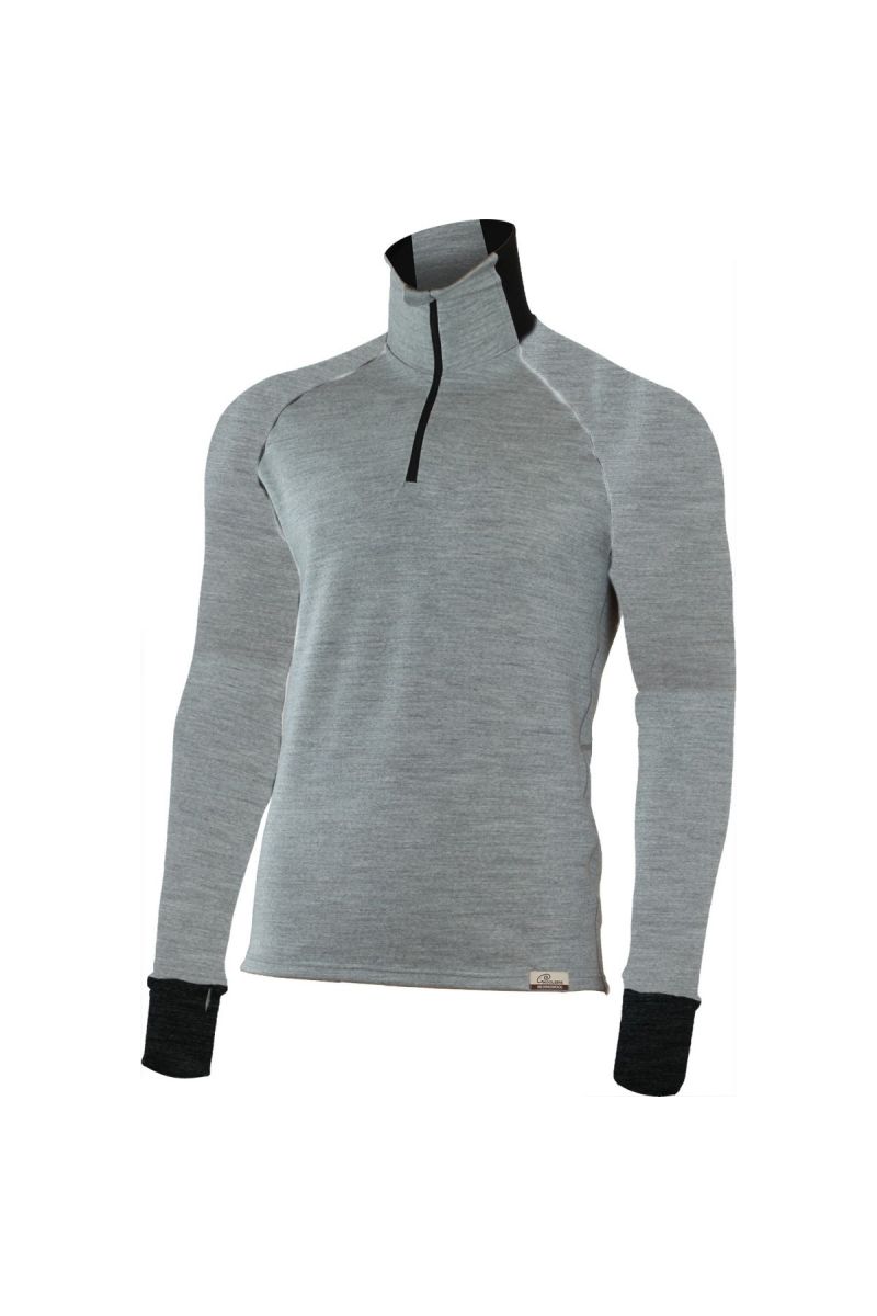 Lasting LEO 8489 šedá vlnená merino mikina Veľkosť: L