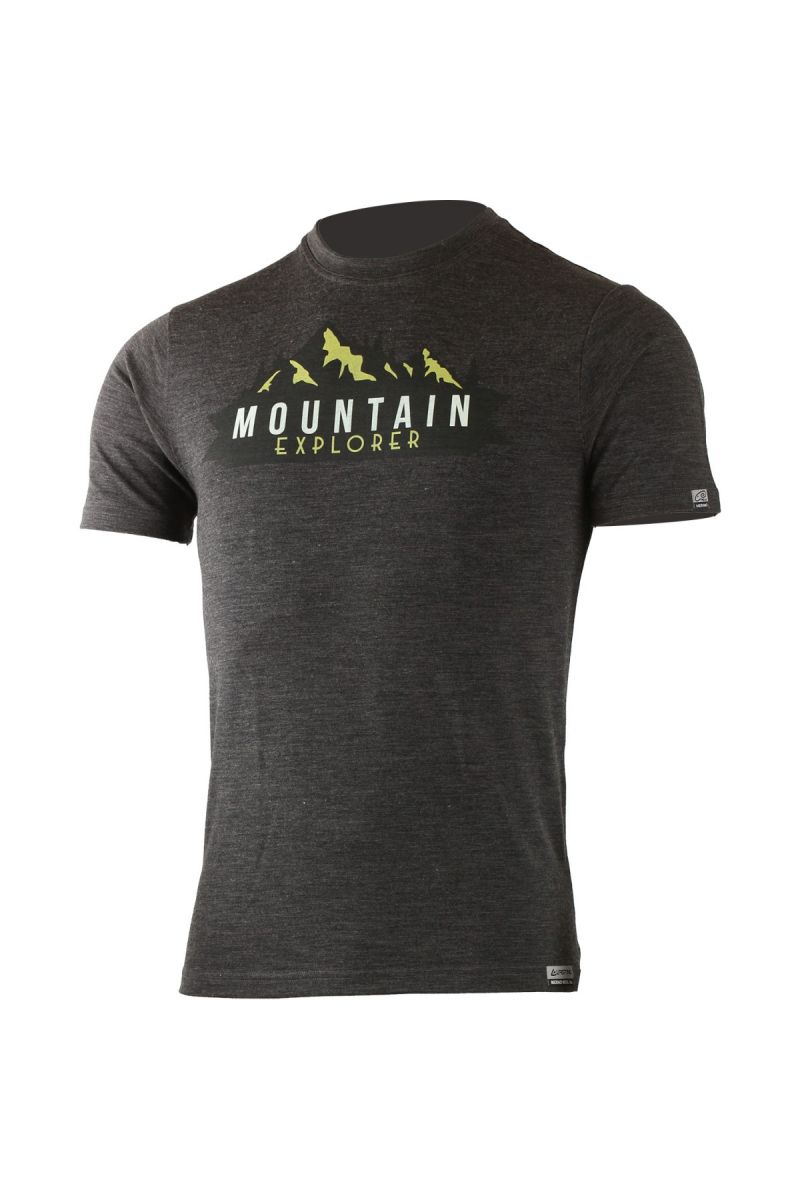 Lasting pánske merino tričko s tlačou EXPLORER šedej Veľkosť: S