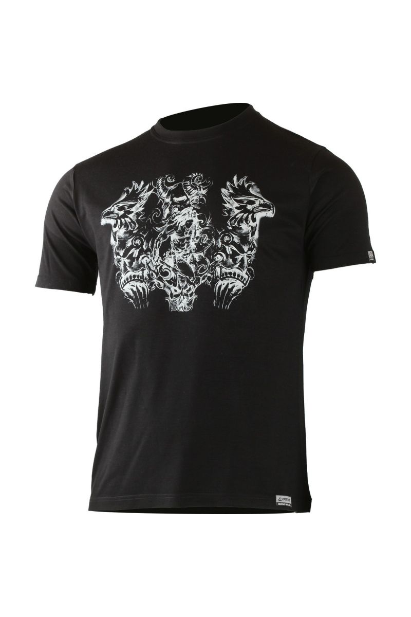 Lasting pánske merino tričko s tlačou HERO čierne Veľkosť: XL 8596445006094