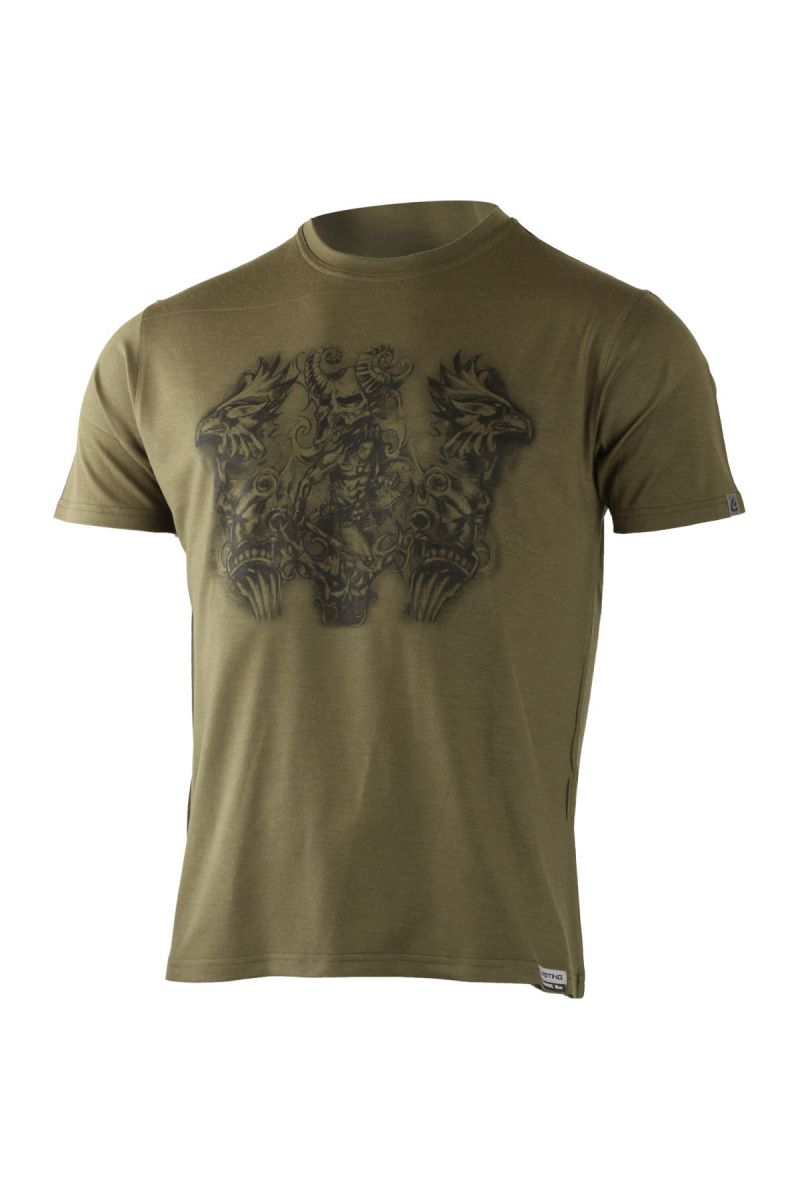 Lasting pánske merino tričko s tlačou HERO zelené Veľkosť: XL