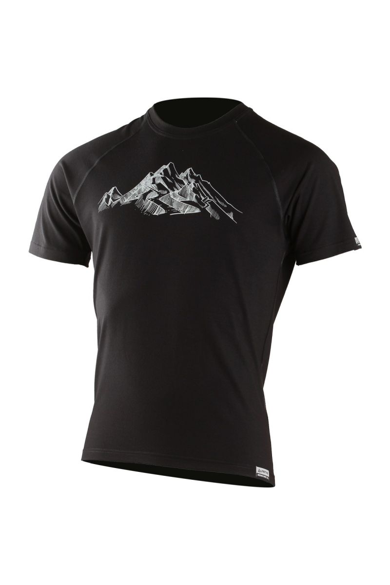 Lasting pánske merino tričko s tlačou HILL 9090 čierne Veľkosť: L