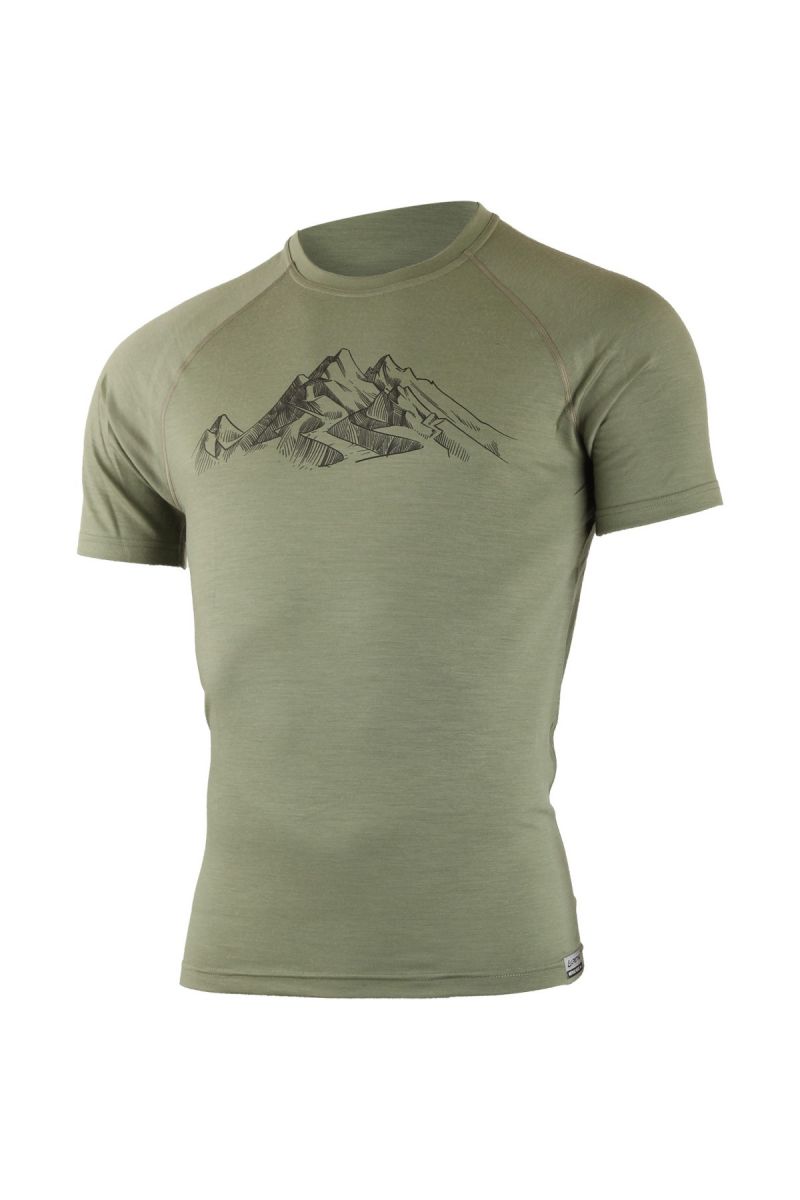 Lasting pánske merino tričko s tlačou HILL 6666 zelené Veľkosť: XXL 8596445009088