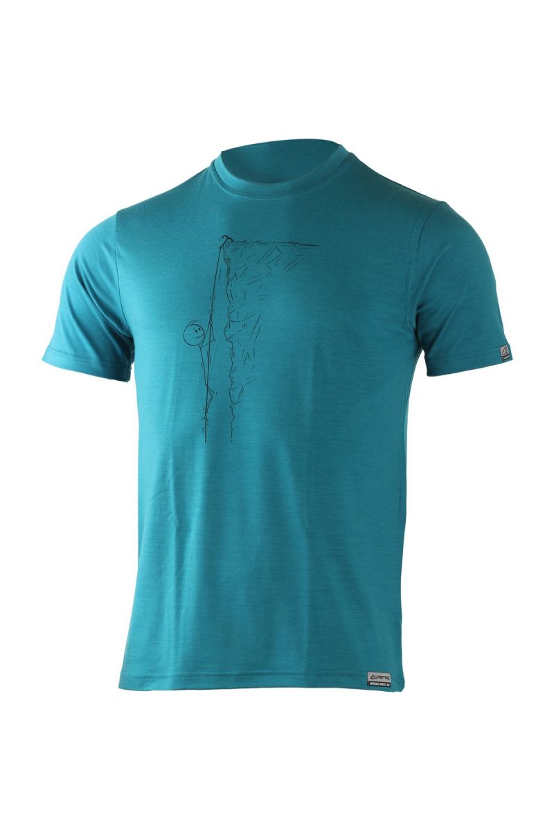 Lasting pánske merino tričko s tlačou HORAL modré Veľkosť: L