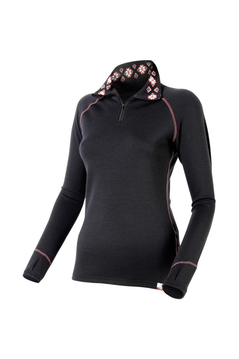 Lasting RITA 9N13 čierna vlnená merino mikina Veľkosť: L