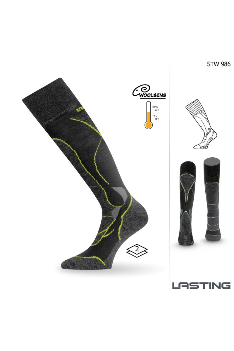 Lasting STW 986 Merino podkolienky čierna Veľkosť: (42-45) L