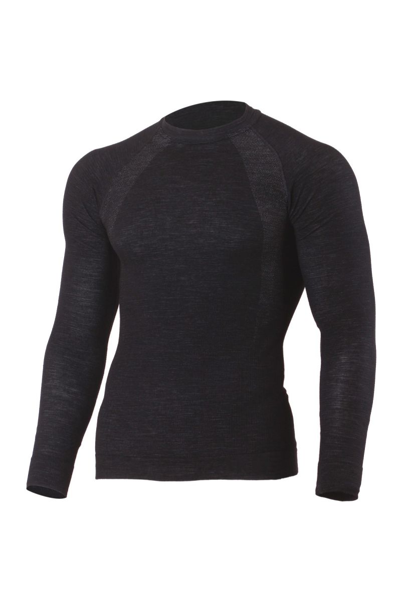 Lasting WAPOL 9090 čierne vlnené bezšvové tričko Veľkosť: L/XL