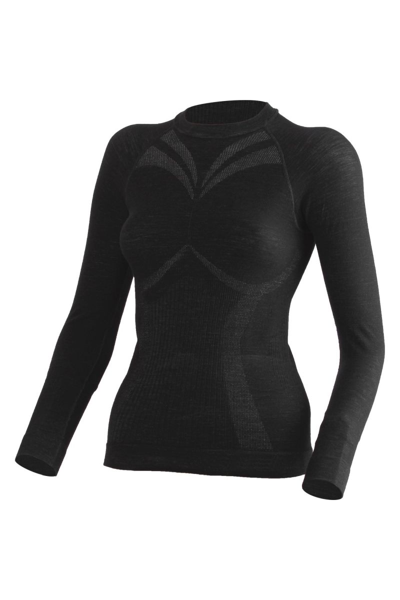 Lasting WATALA 9090 čierne bezšvové vlnené triko Veľkosť: 2XL/3XL