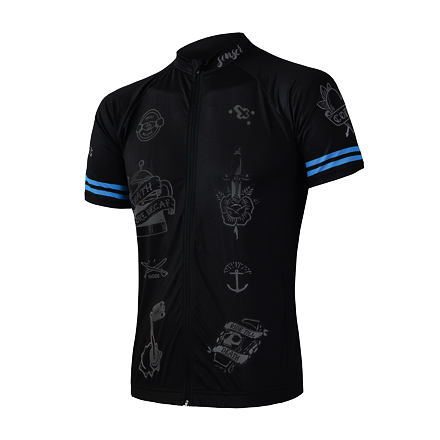 SENSOR CYKLO TATTOO pánsky dres kr.rukáv celozip čierna Veľkosť: L 8592837059556