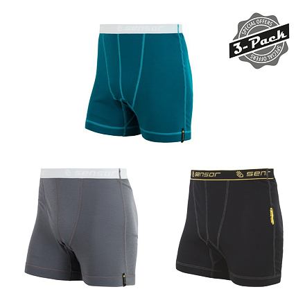 SENSOR DOUBLE FACE 3-PACK pánske trenírky čierna + zafír + sivá Veľkosť: XXL