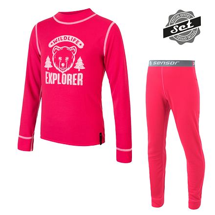 SENSOR DOUBLE FACE SET WILD detský tričko dl.rukáv + spodky magenta Veľkosť: 90