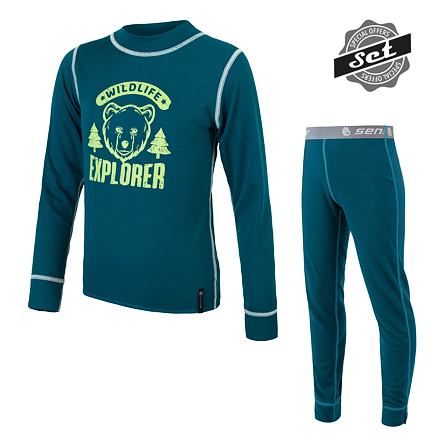 SENSOR DOUBLE FACE SET WILD detský tričko dl.rukáv + spodky zafír Veľkosť: 120