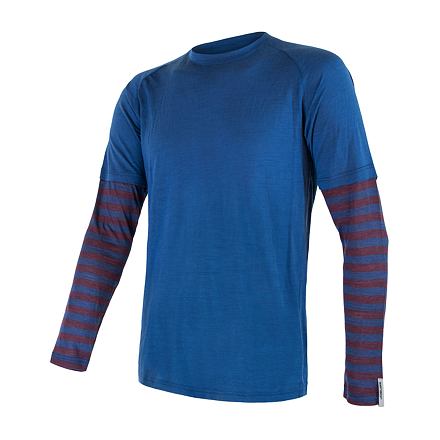 SENSOR MERINO AIR PT pánske tričko dl.rukáv tm.modrá / vínová pruhy Veľkosť: M 8592837070827