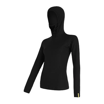SENSOR MERINO DF dámske tričko dl.rukáv s kapucňou čierna Veľkosť: L 8592837033600