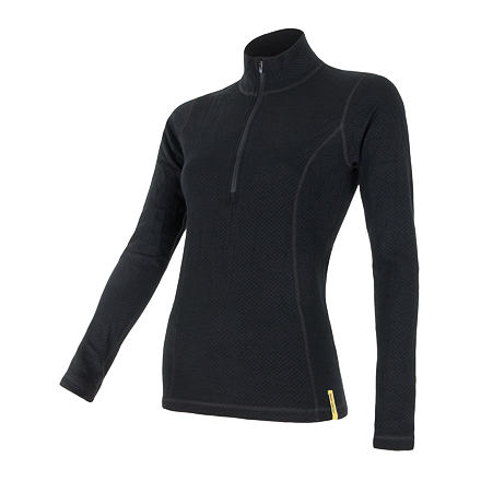 SENSOR MERINO DF dámske tričko dl.rukáv zips čierna Veľkosť: L 8592837017686